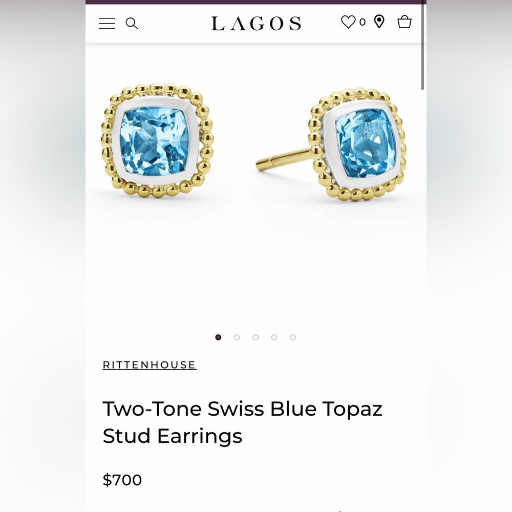 LAGOS 18k Gold and Silver Blue Topaz Earrings